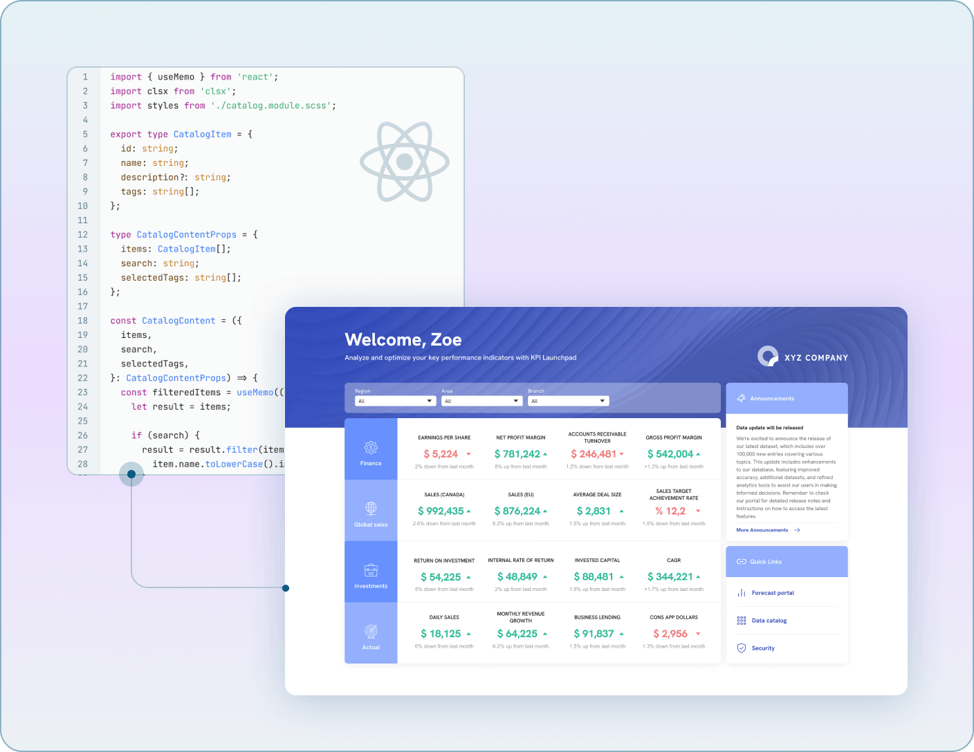 Build apps using prebuilt components or create custom ones (e.g., React/JS-based), with flexibility to extend or implement your own Mobile Version