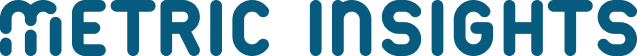Metric Insights primary logo in dark teal text on a light blue background, featuring a stylized ‘m’ icon followed by the words ‘Metric Insights.