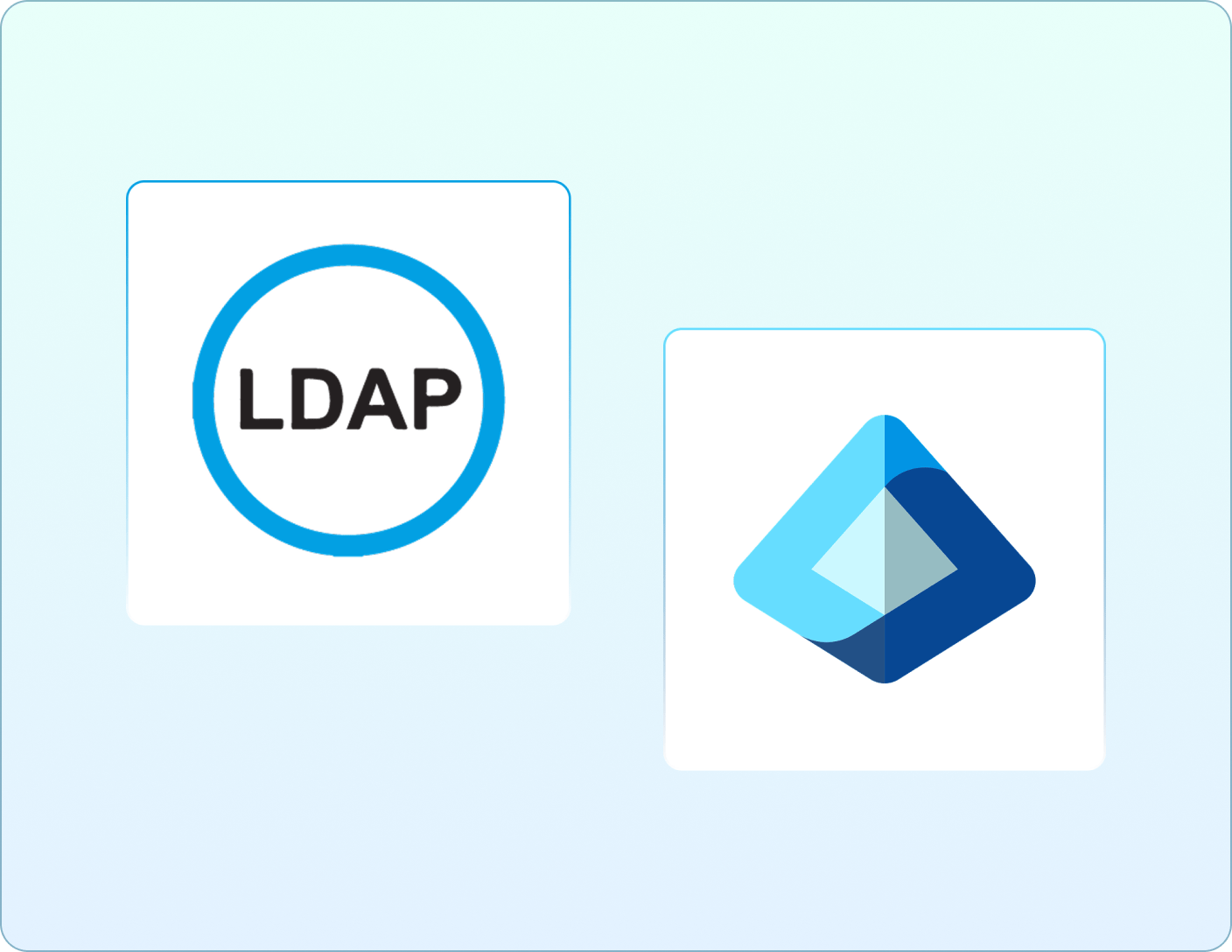 Icons representing LDAP and Active Directory synchronization for access control Mobile Version