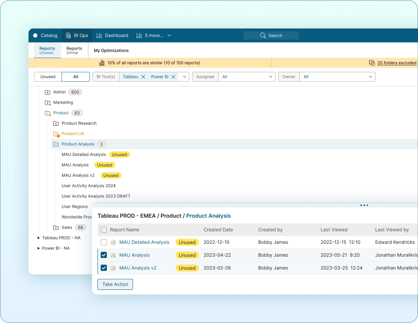 List of reports that have not been accessed recently for cleanup or archiving Mobile Version