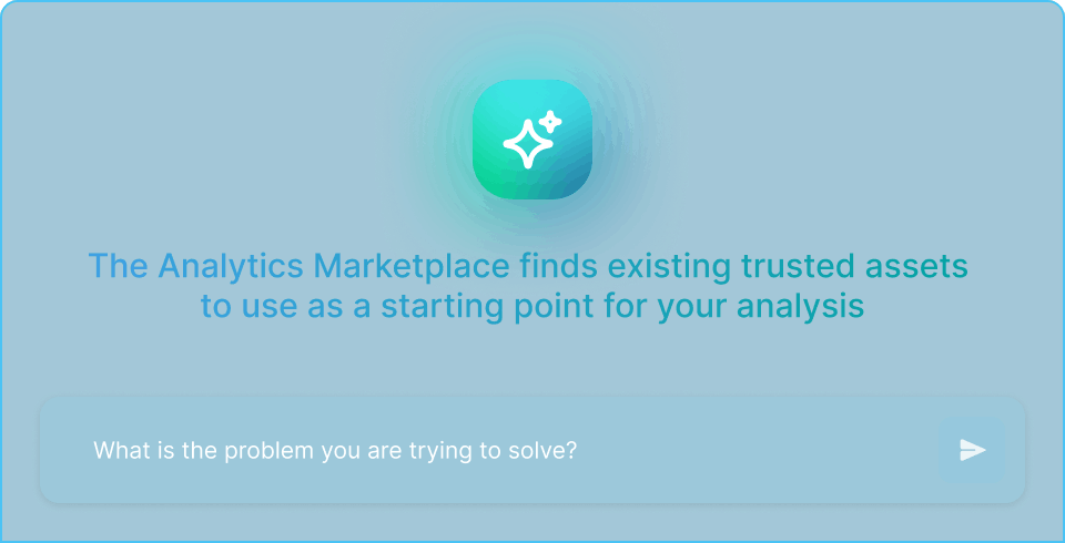 Marketplace interface for discovering trusted analytics assets and data products across the organization