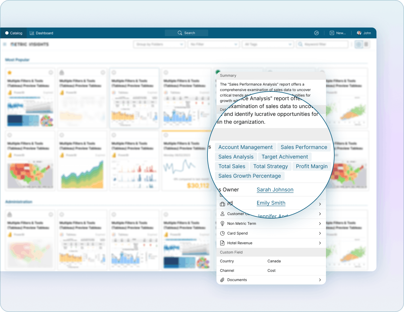 Tagging interface used to organize and filter reports and dashboards Mobile Version
